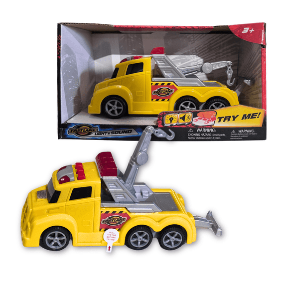 Fast Lane Light & Sound Tow Truck Toy for Kids Ages 3+, Interactive Rescue Vehicle with Lights & Sounds, Batteries Included