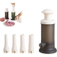 thumbnail image 1 of Fast Meat Filler Funnel Tubes Filling Tool for Household Kitchen Use,Household Manual Sausage Stuffer Machine, Plastic Vertical Homemade Sausage Makers with 4 Stuffing Nozzles(Gray 1 PCS), 1 of 9