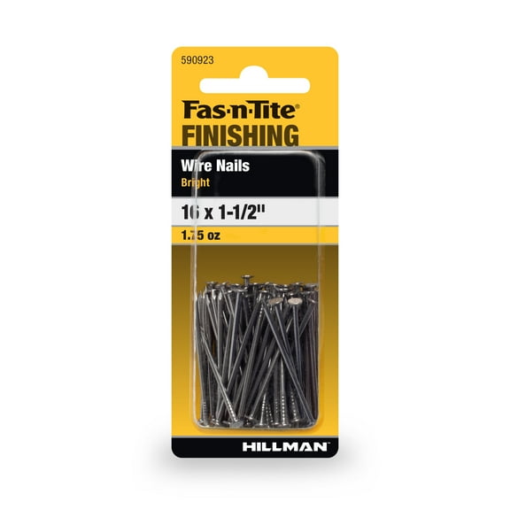 Fas-n-tite Bright Wire Finishing Nails, 16 x 1-1/2", Steel, Silver, Interior Nails