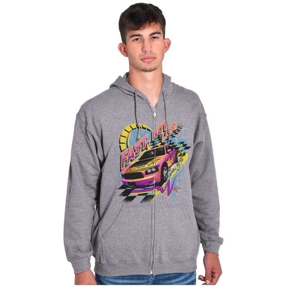 Fast Not Last Racecar Speedometer Unisex Fleece Graphic Zip Up Hoodie Brisco Brands 5X