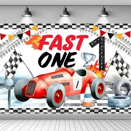 Fast One Birthday Backdrop，Race Car 1st Birthday Decorations Backdrop ...