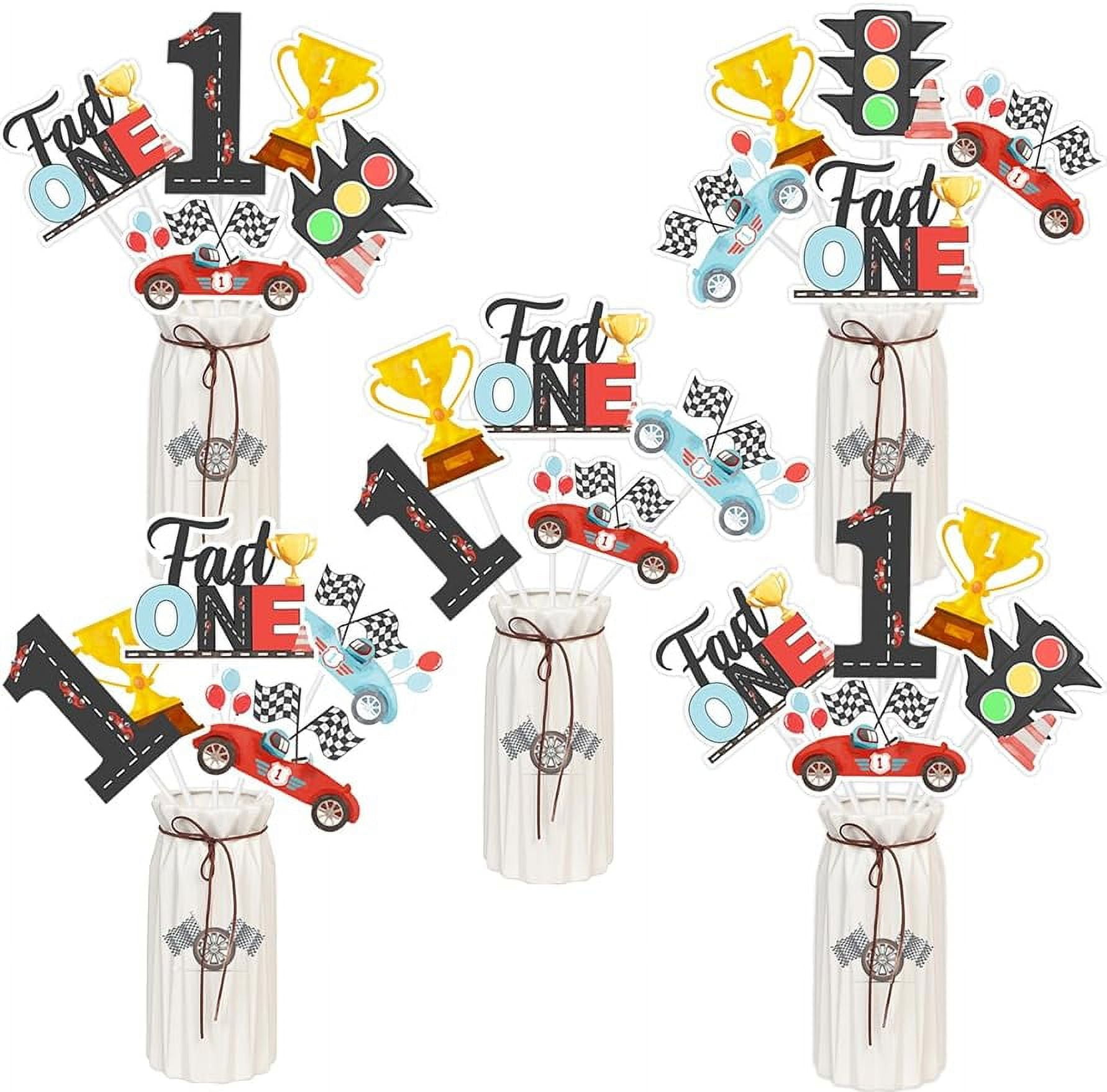 Funmemoir Fast One Vintage Race Car Birthday Table Centerpieces
