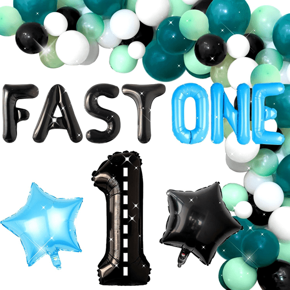 Fast One Racing Theme Party Balloon Decorations - Cool Speed-Inspired Celebration Set