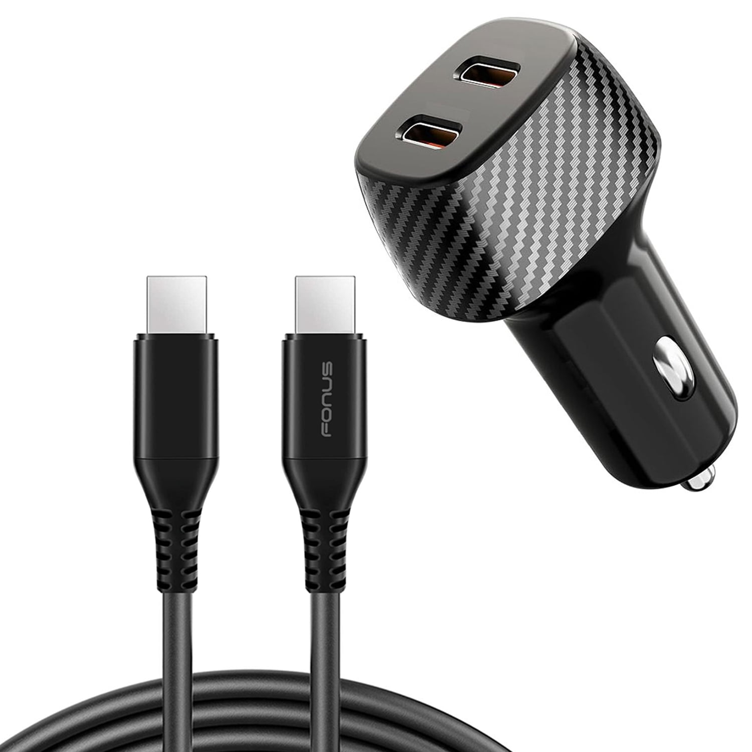 Fast PD Car Charger Compatible With Google Pixel 4a/5a/6a/7a/8a/9a/10a - 60W 2-Port USB-C 6ft Long Type-C Cable Power Adapter DC Socket Plug-in