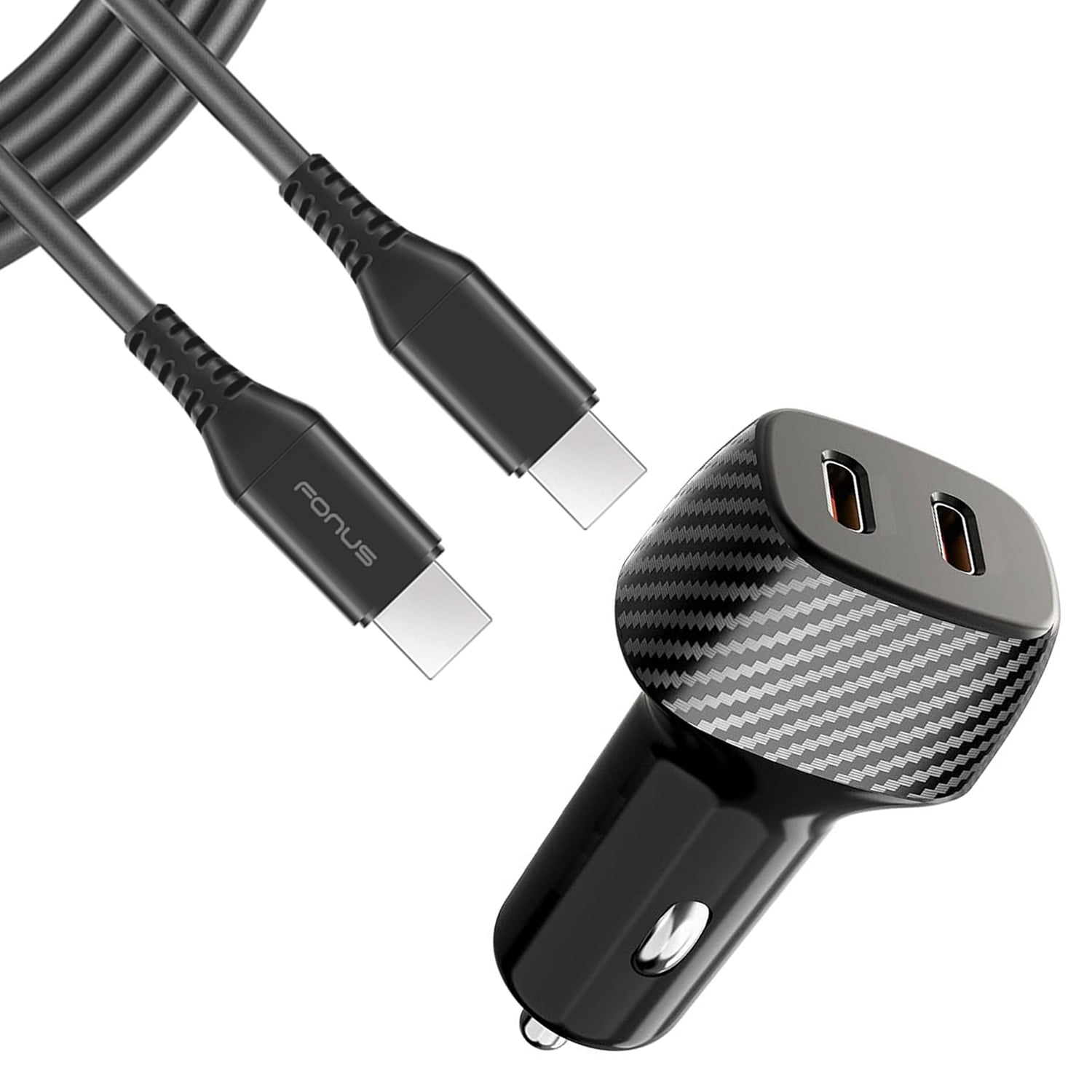 Fast PD Car Charger for Google Pixel Tablet 11" (2023) - 60W 2-Port USB-C 6ft Long Type-C Cable Power Adapter DC Socket Plug-in with Cord