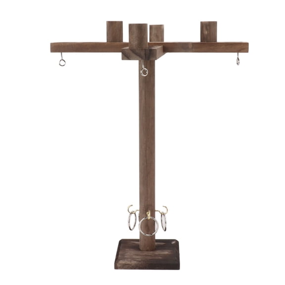 Fast-Paced Tabletop Hook and Ring Game Set Wooden Four Player Ring Toss Interactive Board Game