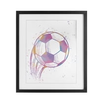 Stupell Industries Fast Pastel Soccer Ball Black Framed Print Under Glass, design by Marcus Prime, 16 x 13