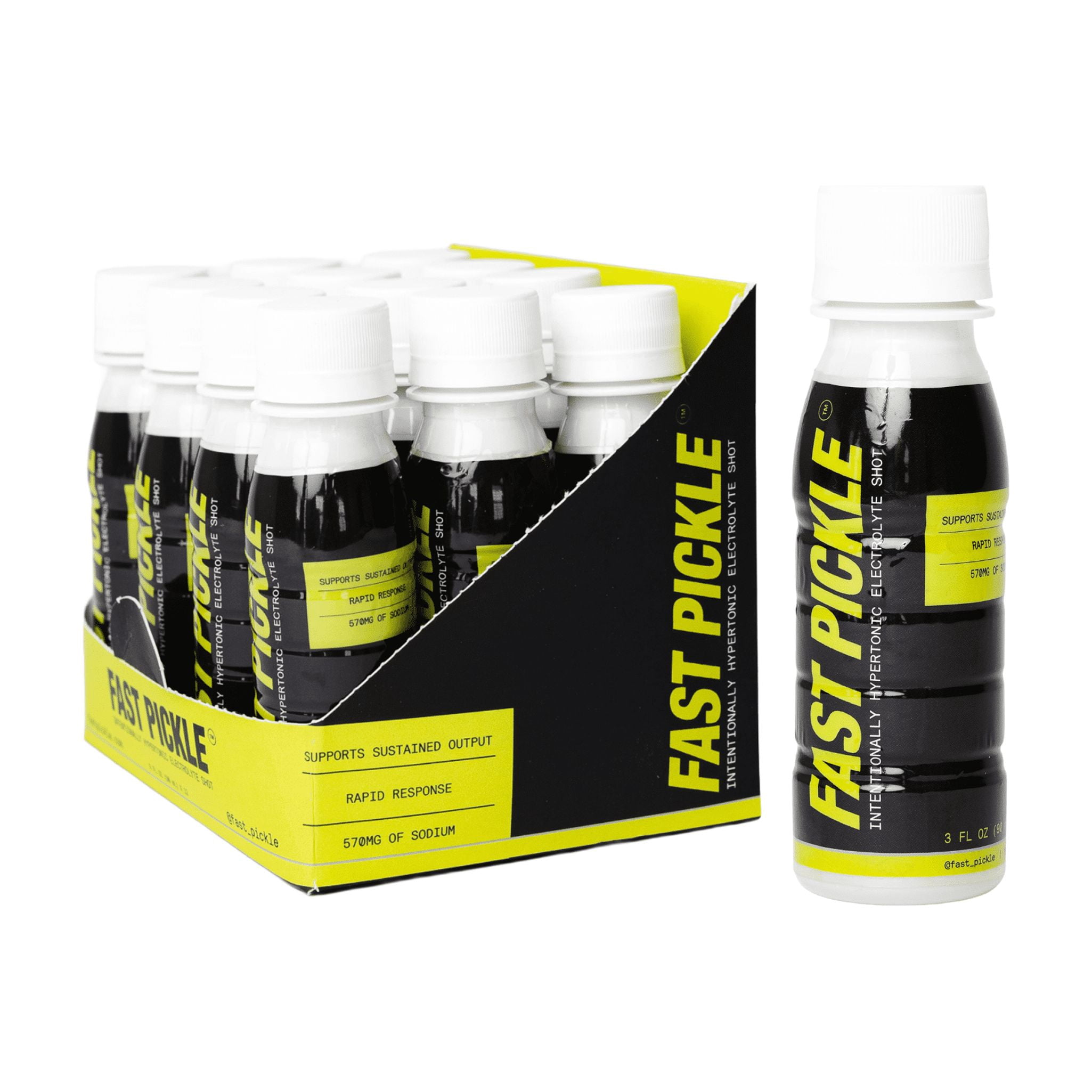 Fast Pickle Juice Pickle Shots For Leg Cramps Relief - Hydration & Electrolyte Support, No Sugar, Natural Ingredients - 3 Oz, 12 Pack