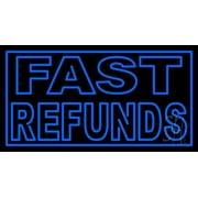 Fast Refunds LED Neon Sign 20 x 37 - inches, Clear Edge Cut Acrylic Backing, with Dimmer - Bright and Premium built indoor LED Neon Sign for Bar decor.