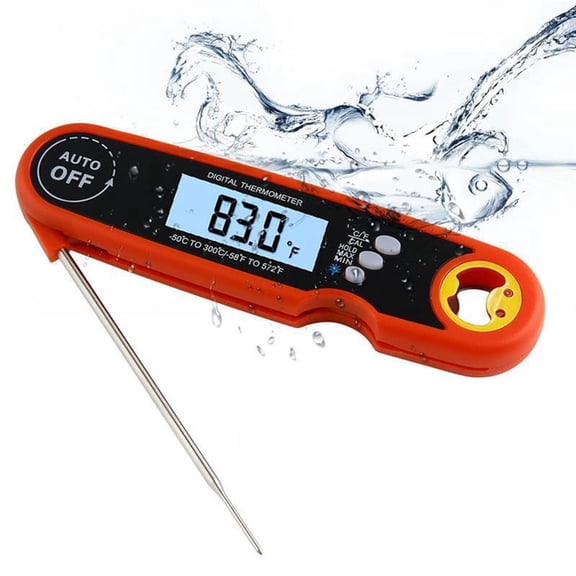 Fast Response Folding Waterproof Thermometer for Fast Temperature Measurement of Kitchen Food, Orange