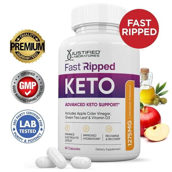 Fast Ripped Keto ACV Pills 1275mg Alternative to Gummies Dietary Supplement 60 Capsules