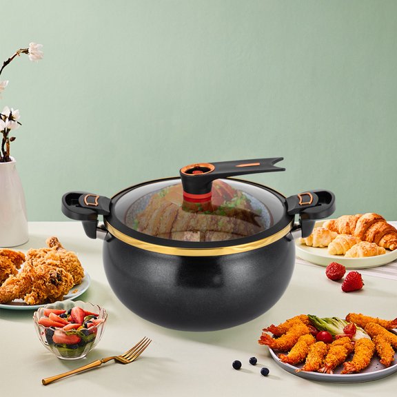 Iron Micro Pressure Cooker with Non-stick Coating, Round Shape, Suitable for Open Fire & Multiple Stoves, Perfect for Home and Restaurant Use