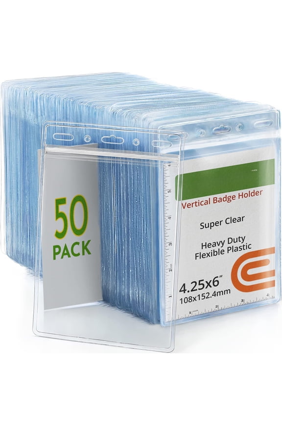 Fast Seal Vertical 4x6 Passport & Card Holders (4x6 Extra Large (xxl) 50 Pack) Clear Waterproof Id Plastic Name Badge For Travel Conferences Conventions