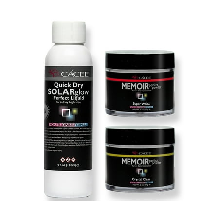 Fast Setting Acrylic Nail Kit, Quick Dry Solar Glow, Includes Acrylic Liquid And Powder, Professional Monomer and Polymer, No MMA, Low Odor (Clear & White)