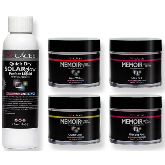 Fast Setting Acrylic Nail Kit, Quick Dry Solar Glow, Includes Acrylic Liquid And Powder, Professional Monomer and Polymer, No MMA, Low Odor (Clear, White, Ultra Pink, Midnight Pink)