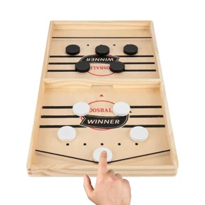 Fast Sling Puck Game - Test Your Speed and Accuracy with This Fast-Paced Wooden Air Hockey Board Game - Guaranteed Fun for Family Night or Friends Party