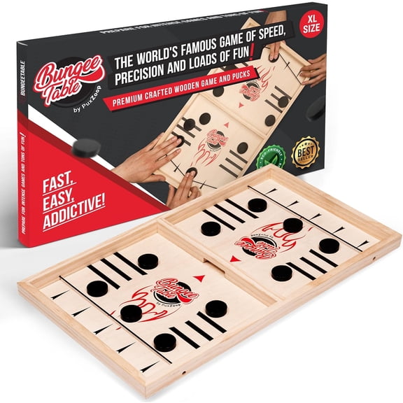 Fast Sling Puck Game - Test Your Speed and Accuracy with This Fast-Paced Wooden Air Hockey Board Game