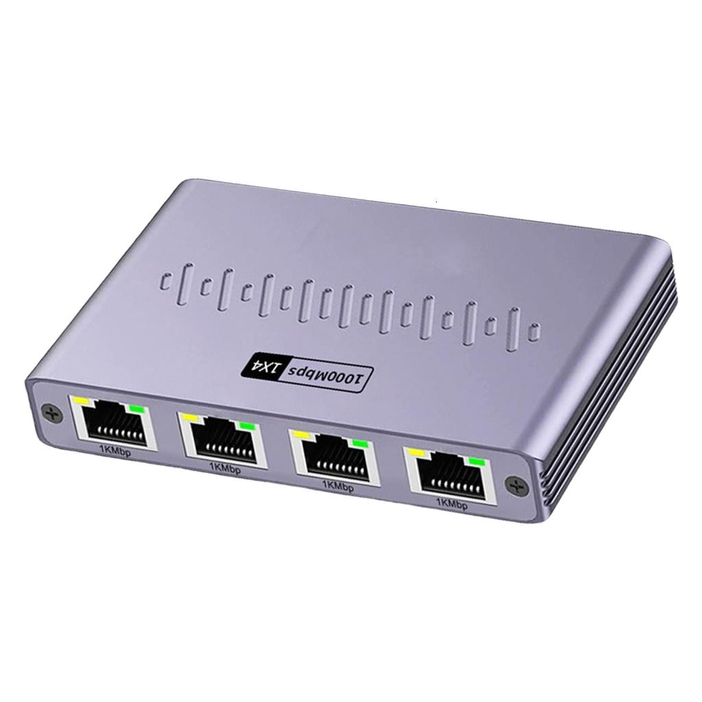 Fast Speed 1 to 4 Port Ethernet Splitter Aluminum Gigabit Networking ...