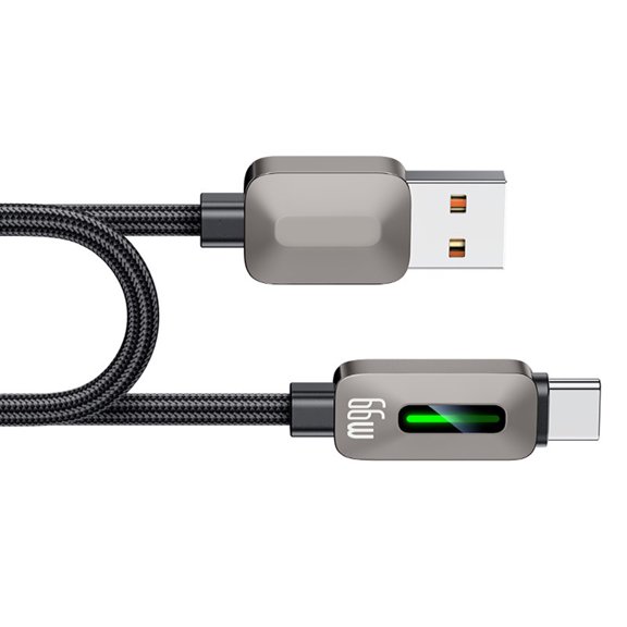 Fast Speed 66W USB A To Type C Charging Cable With Glowing Light Indication And Reinforced Braiding 480Mbps Data Transfer