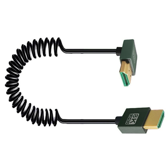 Fast Speed 8K HDMIcompatible Coiled Cable, Flexible 48Gbps HDMIcompatible 2.1 Cord, Supports and 4K@120Hz for Cameras, PC, Monitors