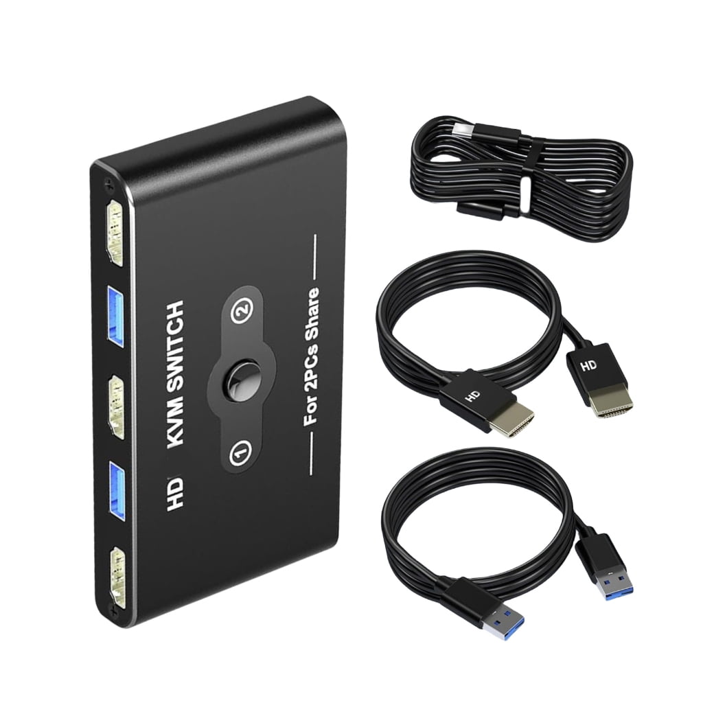 Fast Speed KVM Switcher 4K60Hz for 2 Computers 1 Display with 4K60Hz HDTV-compatible and USB3.0 Ports