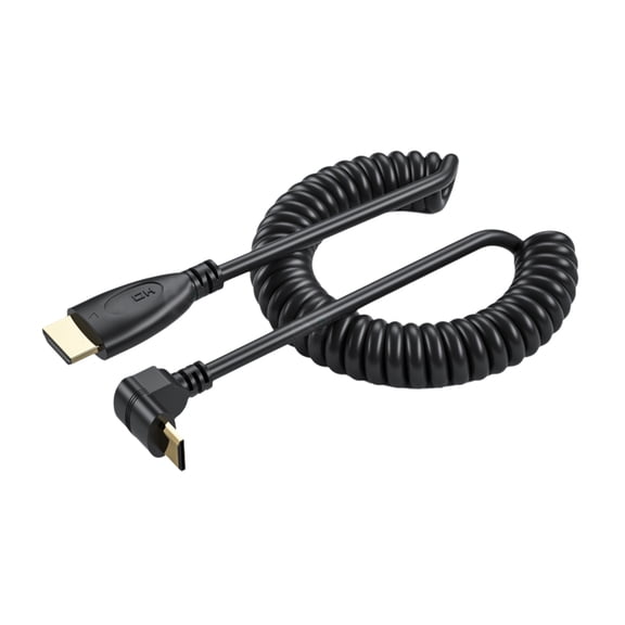 Fast Speed Mini HDMIcompatible to HDMIcompatible Coiled Cable with Gold Plated Connectors for Stable Signal Transmission