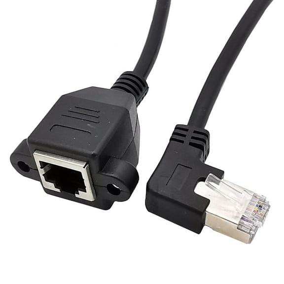 Fast Speed RJ45 Ethernet Extension Cable with 90° Left/Right/Up/Down Bend for Efficient Home Networking