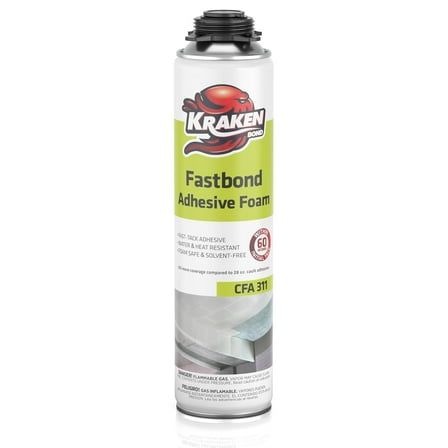 Fast Spray Foam Adhesive (1x24oz.) - Heavy Duty Construction Adhesive for Insulation, Wall & Facade, Concrete, Stone, Subfloor, XPS & Foam Board, Gun Not Included | 1 Pack