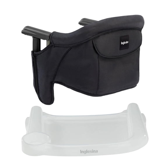 Inglesina - Fast Table Chair with Fast Tray: Hook On Portable High Chair for Babies and Toddlers, Damage Free Travel Booster Seat for Restaurant Use - Includes Snap On Tray, Black