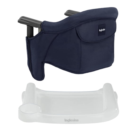 Inglesina - Fast Table Chair with Fast Tray: Hook On Portable High Chair for Babies and Toddlers, Damage Free Travel Booster Seat for Restaurant Use - Includes Snap On Tray, Navy