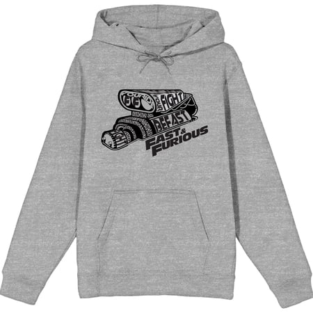 Fast & The Furious Franchise Graphic Print Design Men's Heather Grey Hoodie-Medium