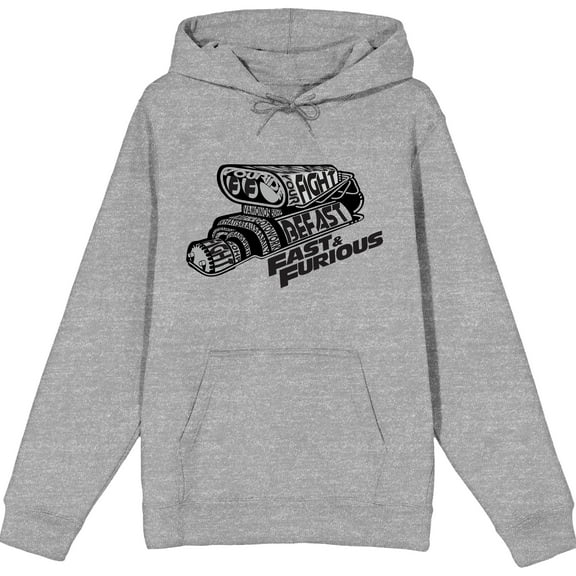 Fast & The Furious Franchise Graphic Print Design Men's Heather Grey Hoodie-Small