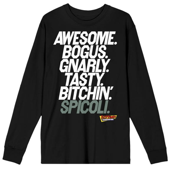 Fast Times At Ridgemont High Awesome Bogus Gnarly Spicoli Crew Neck Long Sleeve Men's Black Tee