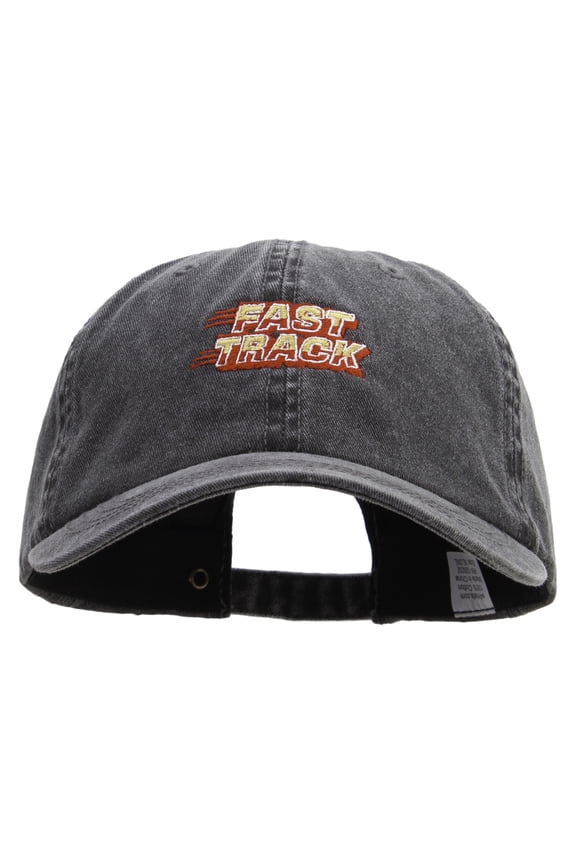 Fast Track Embroidered Big Size Washed Pigment Dyed Cap - Black XL-3XL