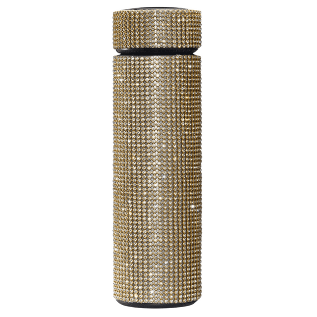 Fast Track Solutions Diamond Thermos 17 oz Creative Stainless Steel Gold Bling Water Bottle