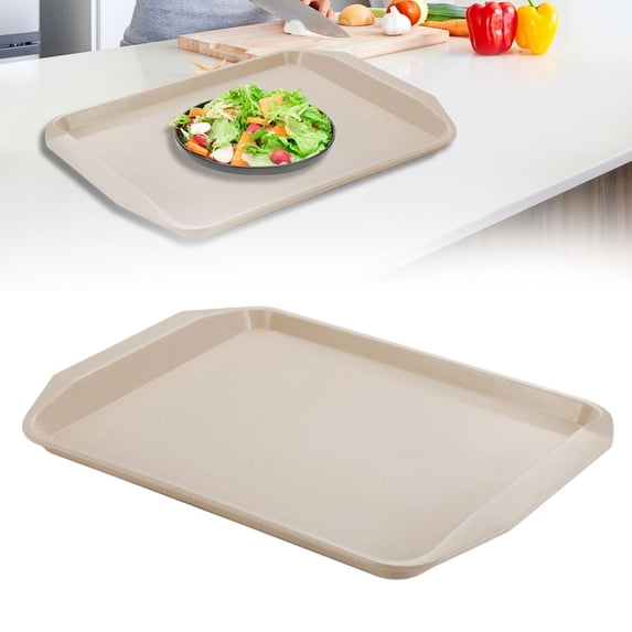 Fast Tray Rectangular, Serving Tray for Indoor Plastic Fast Tray, Heavy Duty Food Tray for Restaurants, Cafeterias, Events and Home Kitchen - Beige