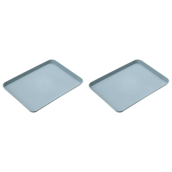 Fast Tray Rectangular Serving Trays Serving Tray For Indoor Plastic Fast Tray,1X Tray *2,Simple Style Solid Color Plastic Tray, Large Blue 2 Pieces