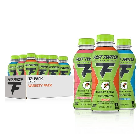 Fast Twitch Energy Drink, 3 Flavor Variety Pack, 12 oz, 12 Pack