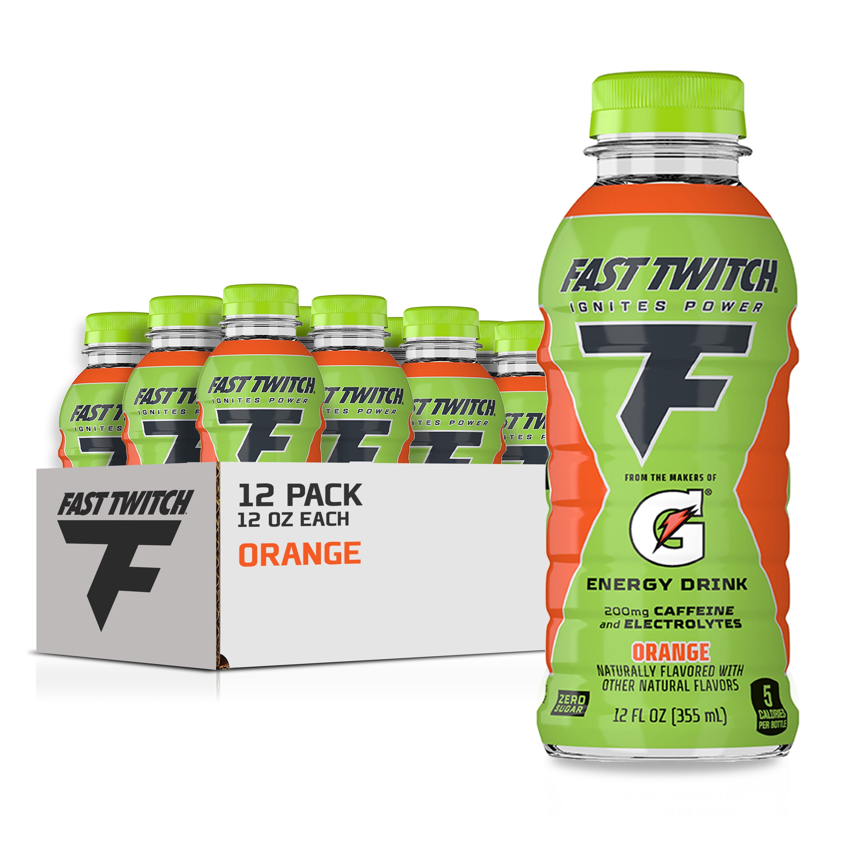 Fast Twitch Energy Drink, Orange, 12 oz, 12 Pack