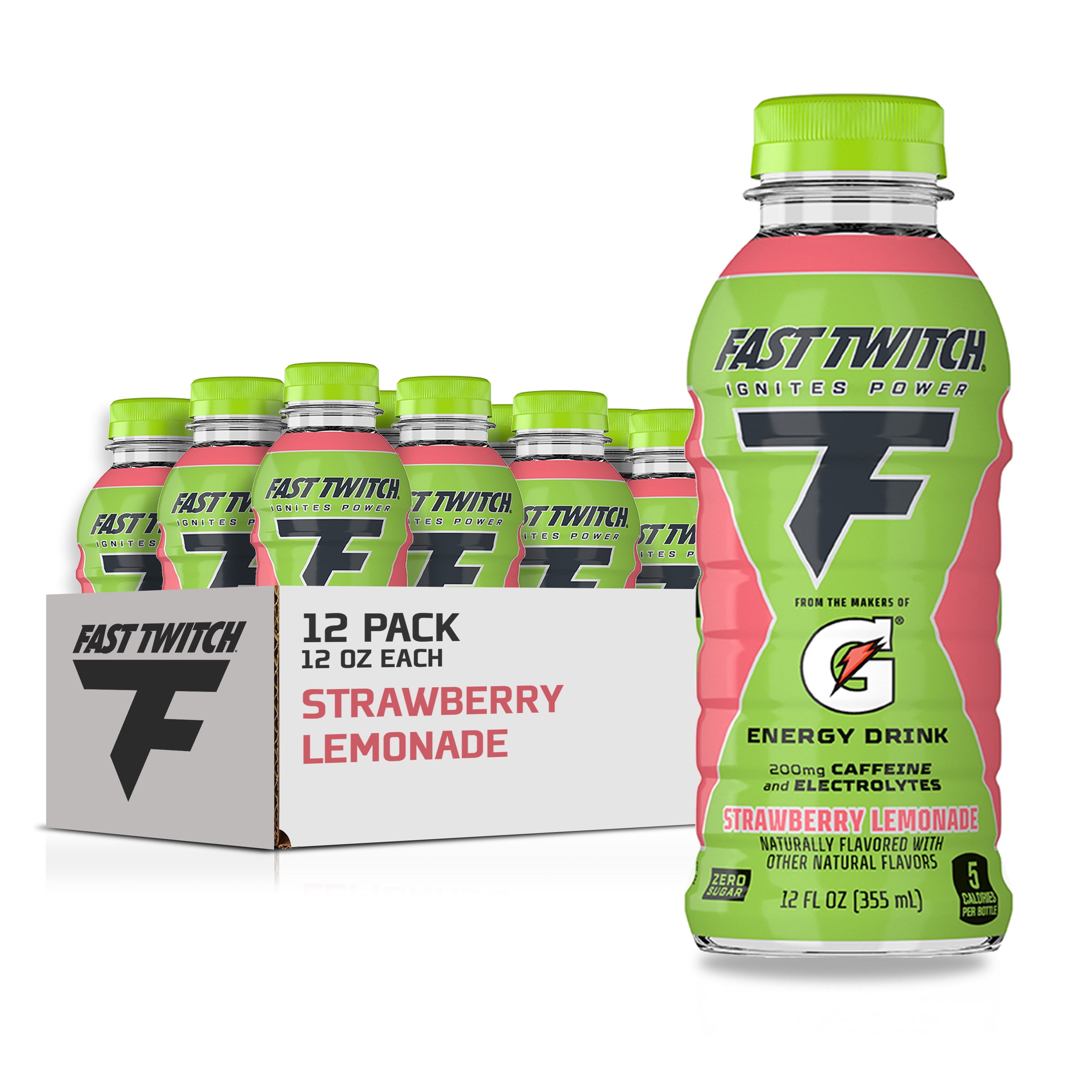 Fast Twitch Strawberry Lemonade Flavored Energy Drink, 12 Oz, 12 Pack