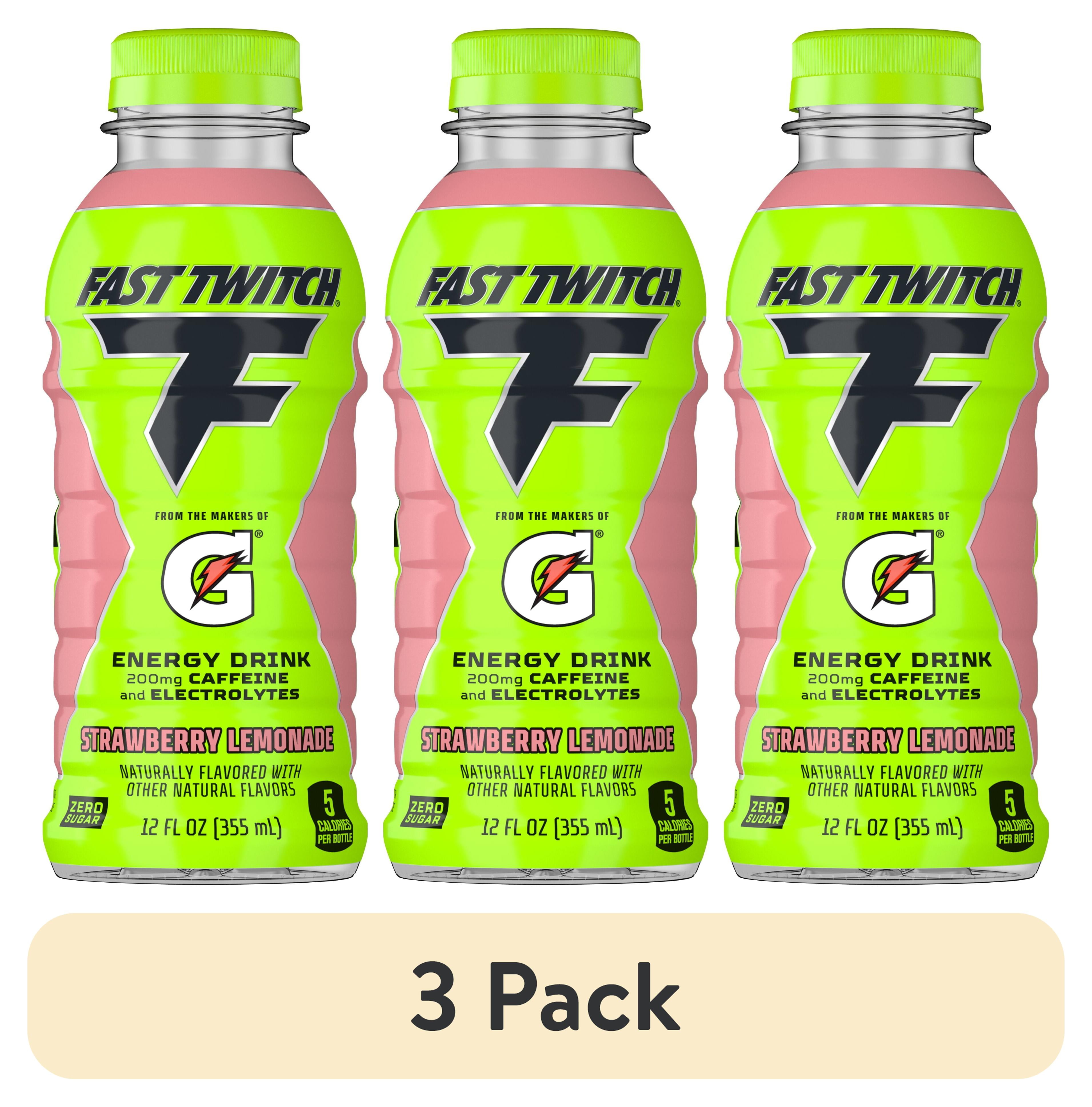 (3 pack) Fast Twitch by Gatorade Energy Drink, Strawberry Lemonade, 12 fl oz, 1 Count Bottle