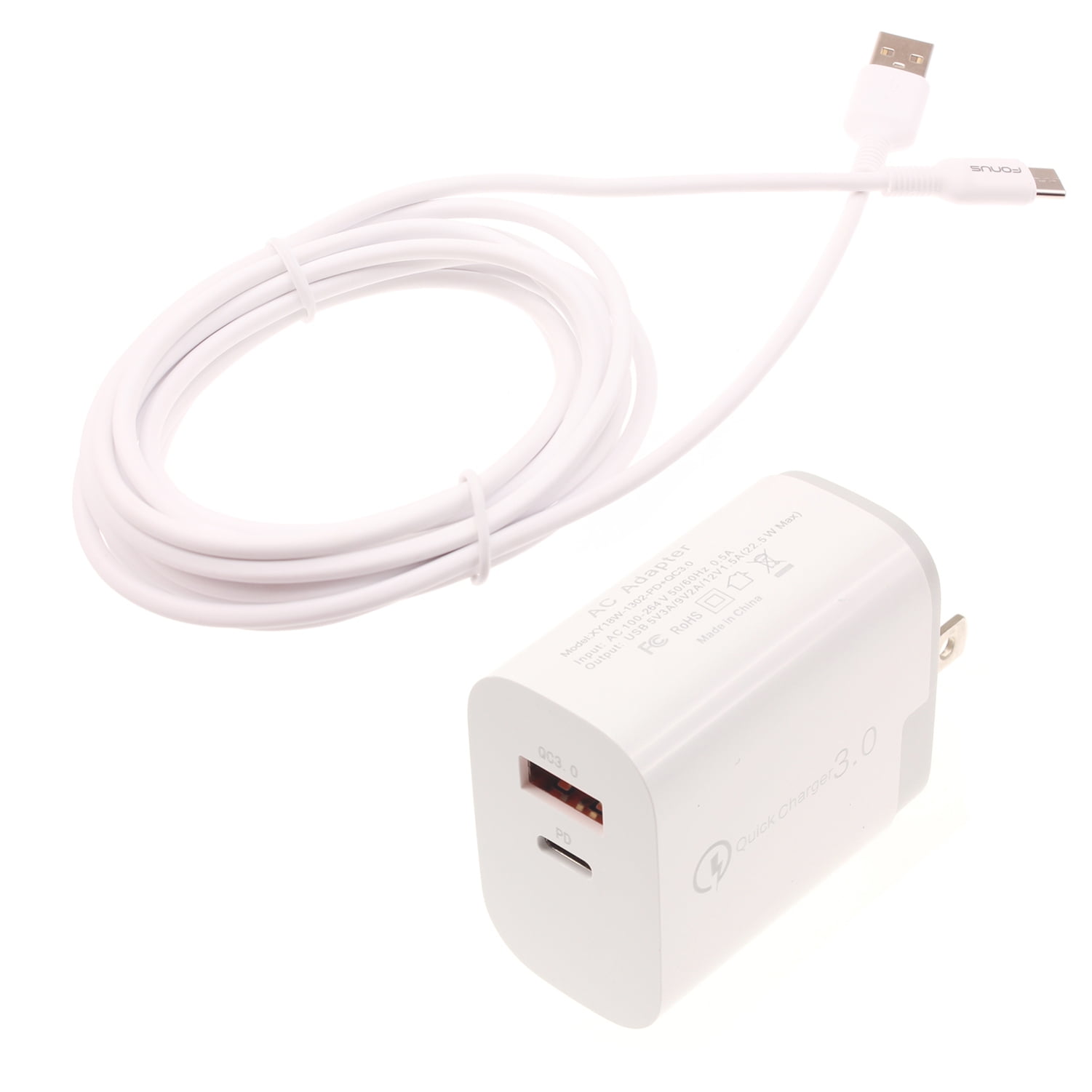 Fast Type-C 36W PD Home Charger for Nokia G400 5G Phone - 6ft Long Cable USB-C Power Cord QC3.0 Adapter Wall AC Plug P9X Compatible With Nokia G400 5G Model