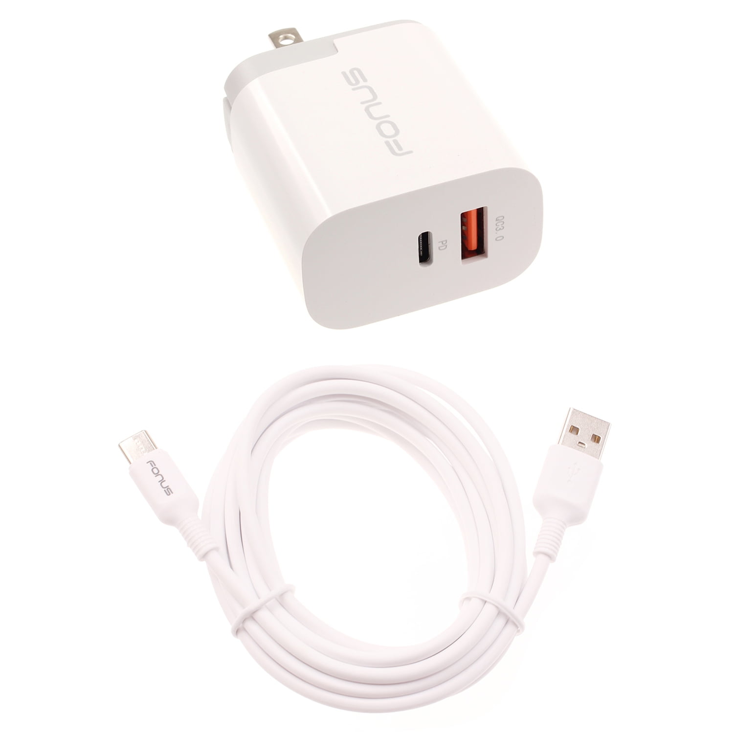 Fast Type-C 36W PD Home Charger for Nokia C110/C210/C100 - 6ft Long Cable USB-C Power Cord QC3.0 Adapter Wall