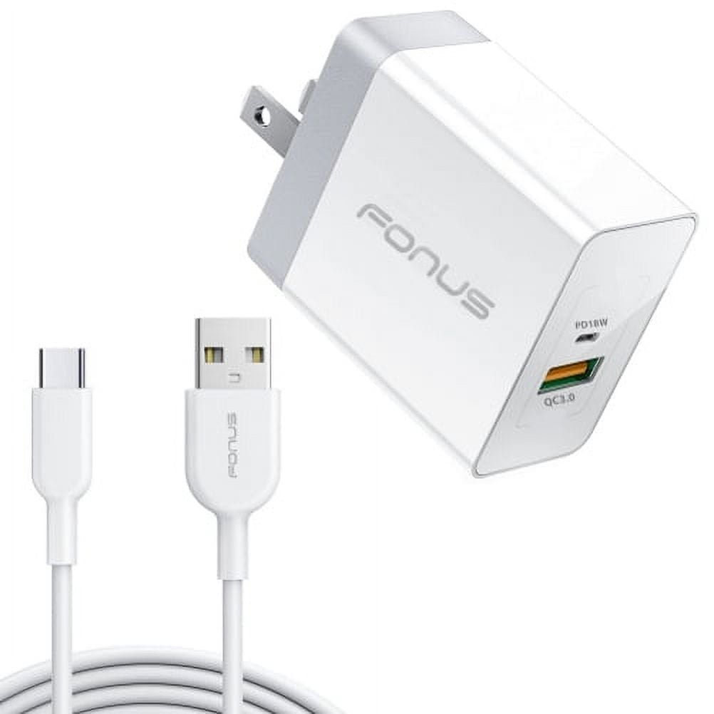 Fast Type-C 36W PD Home Charger for Nokia XR21, T21, X100 - 6ft Long Cable USB-C Power Cord QC3.0 Adapter Wall