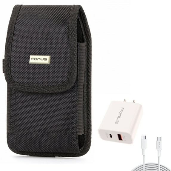 Fast Type-C 36W PD Home Charger w Swivel Case Belt Clip for Samsung Galaxy A73 5G,A53 5G,A33 5G Phones - 6ft Long Cable USB-C Power Cord QC3.0 Adapter, Holster Rugged Cover Pouch