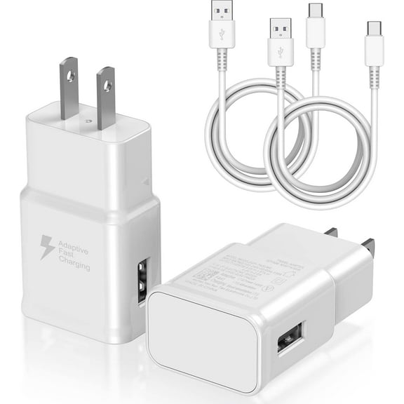 Fast Type C Charger, 2 Pack USB C Android Phone Wall Charger Block & 6.5ft Charging Cable Cord, for Samsung Galaxy S8 / S9 / S10 Plus Active S10e, S20 / S21 Ultra Plus, Note 8 9 10, Pixel 3 etc