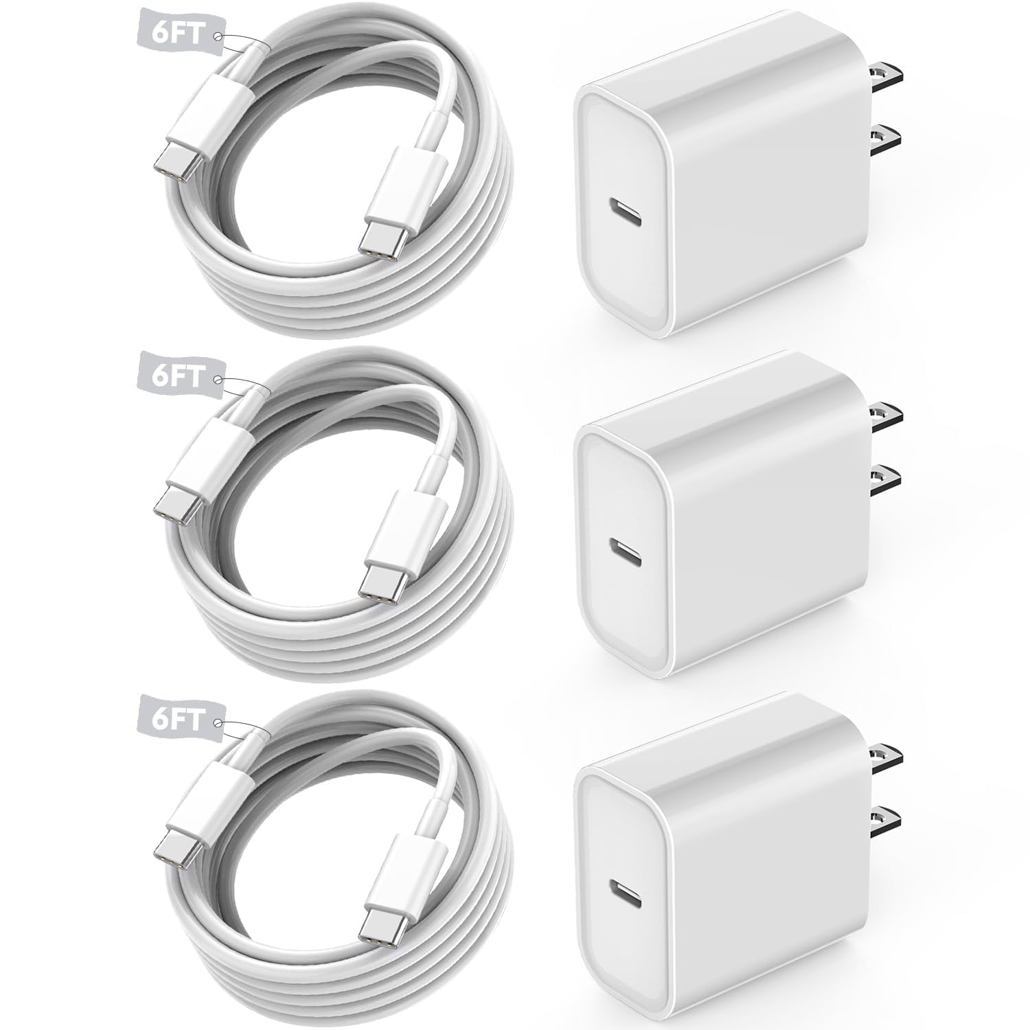TYPPKMM, Fast USB C Charger Block, 3 Pack, 20W PD Fast Charging ...