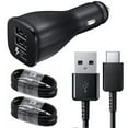 thumbnail image 1 of Fast USB C Dual-Port Car Charger with 2x Type C Cable 5ft Compatible for Nokia 2760 Flip - Dual USB Rapid Adaptive Fast Car Charger - Black, 1 of 5