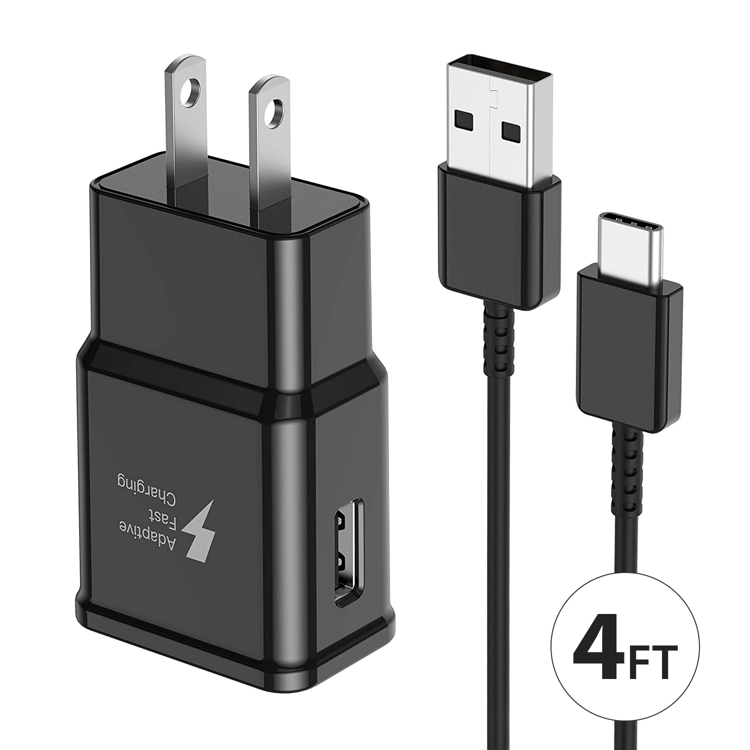 Fast USB Wall Charger Cable 4 Feet USB-C Type-C 3.1 Data Sync Charger Cable Cord For Samsung Galaxy S10 S9 S9+ Galaxy S8 S8 Plus Nexus 5X 6P OnePlus 2 3 LG G5 G6 V20 HTC M10 Google Pixel XL - image 1 of 5