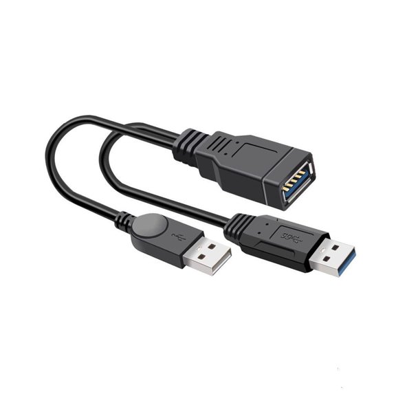 Fast USB3.0 Y Cable Featuring Two USB2.0 Port PVC and Metal Texture for External Devices Requiring Extra Power Supply